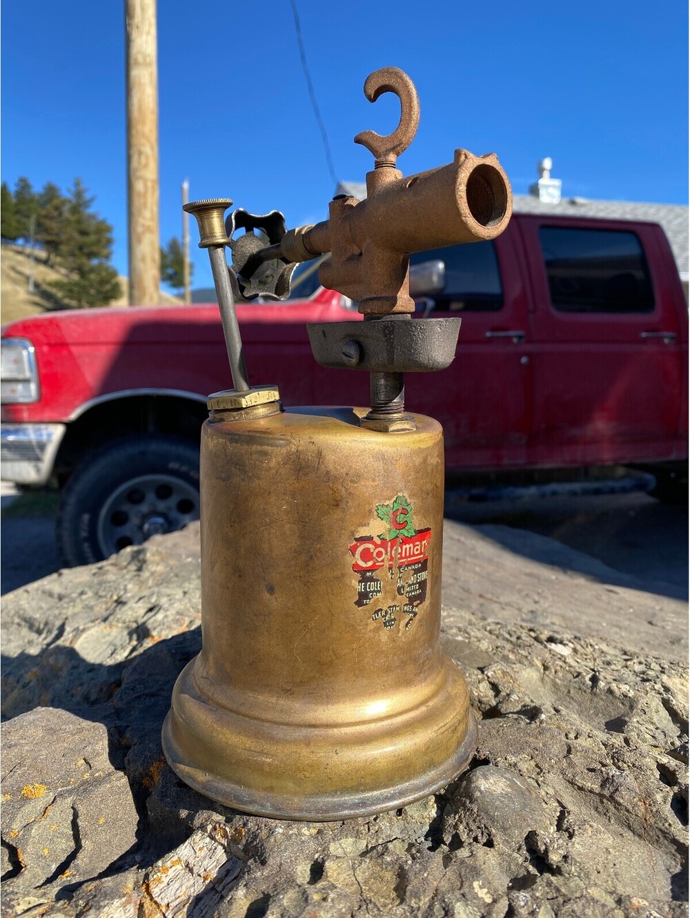 Vintage Coleman Brass Gas Torch Blowtorch Made in Canada Antique Tool